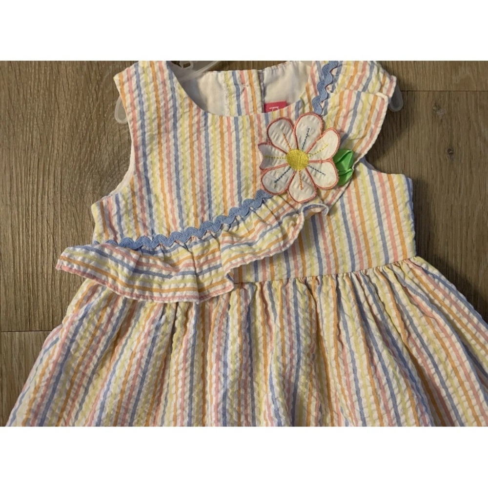 (NWT) Good Lad Girl’s Size 2T Blue & Pink Ruffled Tiered Sundress With Flowers - Picture 3 of 8